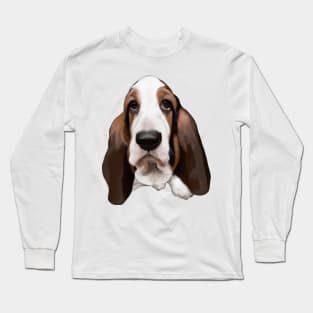 Cute Basset Hound Drawing Long Sleeve T-Shirt